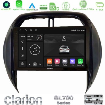 Clarion GL700 Series 8Core Android13 4+64GB Toyota RAV4 2001-2005 (Auto A/C) Navigation Multimedia Tablet 9" Με Carplay &amp; Android Auto