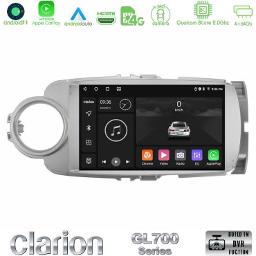 Clarion GL700 Series 8Core Android13 4+64GB Toyota Yaris Navigation Multimedia Tablet 9" Με Carplay &amp; Android Auto