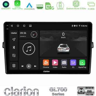 Clarion GL700 Series 8Core Android13 4+64GB Toyota Auris Navigation Multimedia Tablet 10" Με Carplay &amp; Android Auto