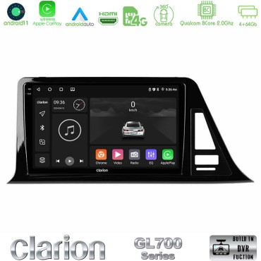 Clarion GL700 Series 8Core Android13 4+64GB Toyota CH-R (Χωρίς Εργ.Οθόνη) Navigation Multimedia Tablet 9" Με Carplay &amp; Android Auto