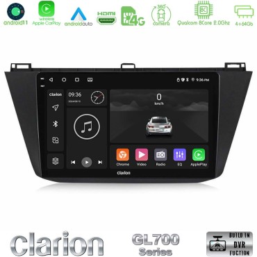 Clarion GL700 Series Vw Tiguan 2016-2022 8Core Android13 4+64GB Navigation Multimedia Tablet 10" Με Carplay & Android Auto Clarion GL700 Series Vw Tiguan 2016-2022 8Core Android13 4+64GB Navigation Multimedia Tablet 10" Με Carplay & Android Auto