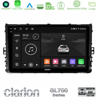 Clarion GL700 Series 8Core Android13 4+64GB VW MQB 2017-&gt; Navigation Multimedia Tablet 9" Με Carplay &amp; Android Auto
