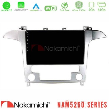 Nakamichi NAM5260 Series Ford S-Max 2006-2012 4Core Android12 4+64GB Navigation Multimedia Tablet 9" Με Carplay &amp; Android Auto
