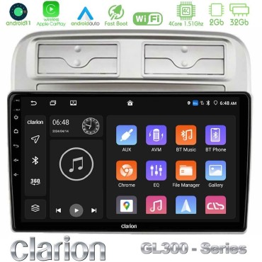 Clarion GL300 Series 4Core Android11 2+32GB Fiat Grande Punto 2006-2011 Navigation Multimedia Tablet 9" Με Carplay &amp; Android Auto