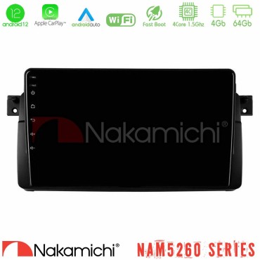 Nakamichi NAM5260 Series 4Core Android12 4+64GB BMW E46 Navigation Multimedia Tablet 9" Με Carplay &amp; Android Auto