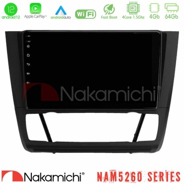 Nakamichi NAM5260 Series 4Core Android12 4+64GB BMW 1Series E81/E82/E87/E88 (AUTO A/C) Navigation Multimedia Tablet 9" Με Carplay &amp; Android Auto