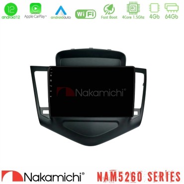 Nakamichi NAM5260 Series 4Core Android12 4+64GB Chevrolet Cruze 2009-2012 Navigation Multimedia Tablet 9" Με Carplay &amp; Android Auto