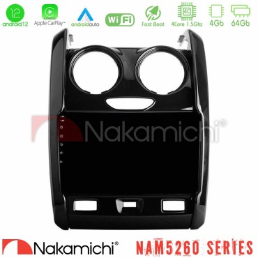 Nakamichi NAM5260 Series 4Core Android12 4+64GB Dacia Duster 2014-2018 Navigation Multimedia Tablet 9" Με Carplay &amp; Android Auto