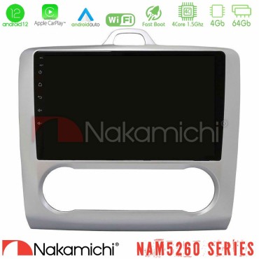 Nakamichi NAM5260 Series 4Core Android12 4+64GB Ford Focus Auto AC Navigation Multimedia Tablet 9" Με Carplay &amp; Android Auto