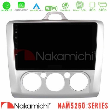 Nakamichi NAM5260 Series 4Core Android12 4+64GB Ford Focus Manual AC Navigation Multimedia Tablet 9" Με Carplay &amp; Android Auto