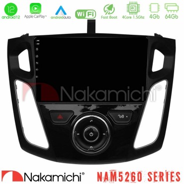 Nakamichi NAM5260 Series 4Core Android12 4+64GB Ford Focus 2012-2018 Navigation Multimedia Tablet 9" Με Carplay &amp; Android Auto