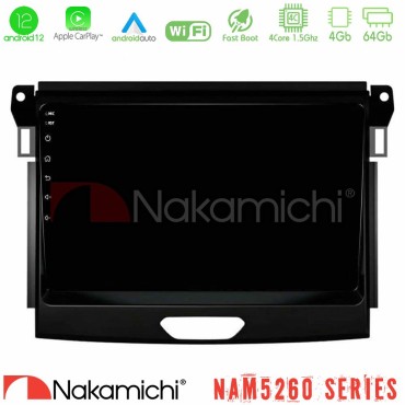 Nakamichi NAM5260 Series 4Core Android12 4+64GB Ford Ranger 2017-2022 Navigation Multimedia Tablet 9" Με Carplay &amp; Android Auto