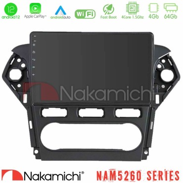 Nakamichi NAM5260 Series 4Core Android12 4+64GB Ford Mondeo 2011-2014 Navigation Multimedia Tablet 10" Με Carplay & Android Auto