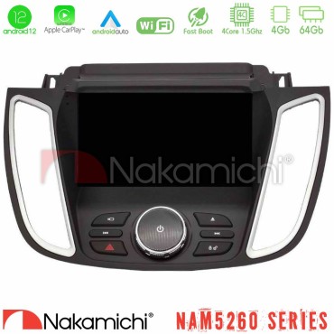 Nakamichi NAM5260 Series 4Core Android12 4+64GB Ford Kuga/C-Max 2013-2019 Navigation Multimedia Tablet 9" Με Carplay &amp; Android Auto