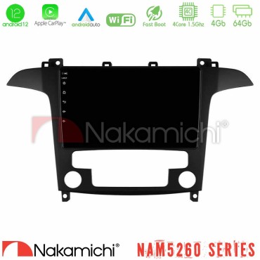 Nakamichi NAM5260 Series 4Core Android12 4+64GB Ford S-Max 2006-2012 Navigation Multimedia Tablet 9" Με Carplay &amp; Android Auto
