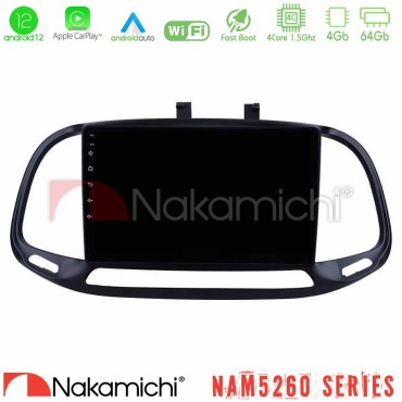 Nakamichi NAM5260 Series 4Core Android12 4+64GB Fiat Doblo 2015-2022 Navigation Multimedia Tablet 9" Με Carplay &amp; Android Auto