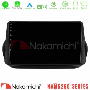 Nakamichi NAM5260 Series 4Core Android12 4+64GB Fiat Fiorino/Citroen Nemo/Peugeot Bipper Navigation Multimedia Tablet 10" Με Carplay &amp; Android Auto