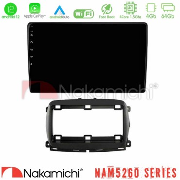 Nakamichi NAM5260 Series 4Core Android12 4+64GB  Fiat 500 2016&gt; Navigation Multimedia Tablet 9" Με Carplay &amp; Android Auto
