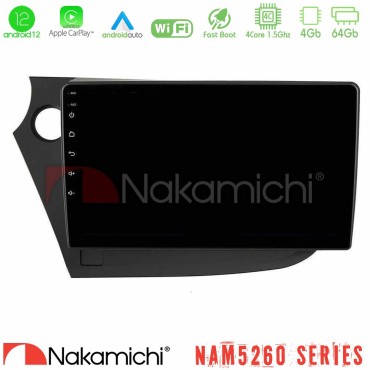 Nakamichi NAM5260 Series 4Core Android12 4+64GB Honda Insight 2009-2015 Navigation Multimedia Tablet 9" Με Carplay &amp; Android Auto