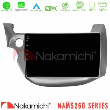 Nakamichi NAM5260 Series 4Core Android12 4+64GB Honda Jazz 2009-2013 Navigation Multimedia Tablet 10" Με Carplay &amp; Android Auto