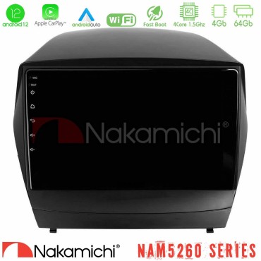 Nakamichi NAM5260 Series 4Core Android12 4+64GB Hyundai IX35 Auto A/C Navigation Multimedia Tablet 9" Με Carplay &amp; Android Auto