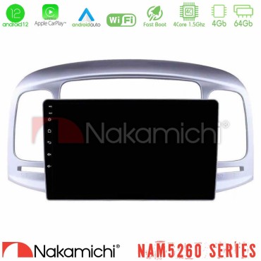 Nakamichi NAM5260 Series 4Core Android12 4+64GB Hyundai Accent 2006-2011 Navigation Multimedia Tablet 9" Με Carplay &amp; Android Auto