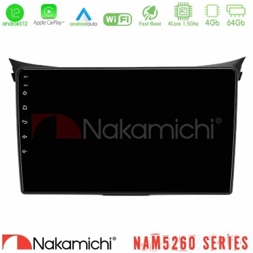 Nakamichi NAM5260 Series 4Core Android12 4+64GB Hyundai i30 2012-2017 Navigation Multimedia Tablet 9" Με Carplay &amp; Android Auto