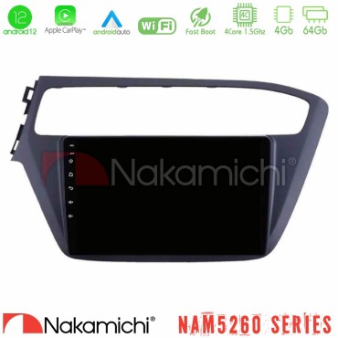 Nakamichi NAM5260 Series 4Core Android12 4+64GB Hyundai i20 2018-2020 Navigation Multimedia Tablet 9" Με Carplay &amp; Android Auto