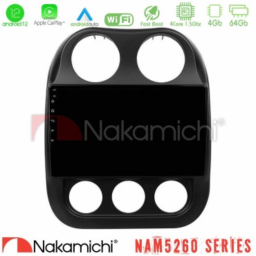 Nakamichi NAM5260 Series 4Core Android12 4+64GB Jeep Compass 2012-2016 Navigation Multimedia Tablet 10" Με Carplay &amp; Android Auto