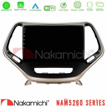 Nakamichi NAM5260 Series 4Core Android12 4+64GB Jeep Cherokee 2014-2019 Navigation Multimedia Tablet 9" Με Carplay &amp; Android Auto