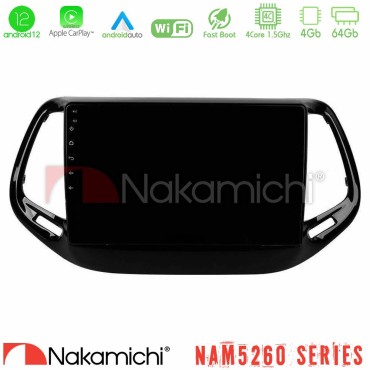 Nakamichi NAM5260 Series 4Core Android12 4+64GB Jeep Compass 2017&gt; Navigation Multimedia Tablet 10" Με Carplay &amp; Android Auto