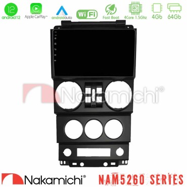 Nakamichi NAM5260 Series 4Core Android12 4+64GB Jeep Wrangler 2008-2010 Navigation Multimedia Tablet 9" Με Carplay &amp; Android Auto
