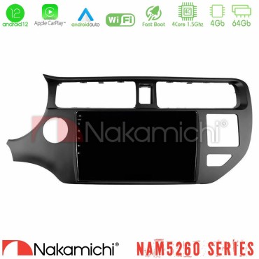 Nakamichi NAM5260 Series 4Core Android12 4+64GB Kia Rio 2011-2015 Navigation Multimedia Tablet 9" Με Carplay &amp; Android Auto