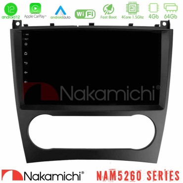 Nakamichi NAM5260 Series 4Core Android12 4+64GB Mercedes W203 Facelift Navigation Multimedia Tablet 9" Με Carplay &amp; Android Auto