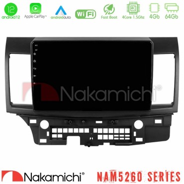 Nakamichi NAM5260 Series 4Core Android12 4+64GB Mitsubishi Lancer 2008 – 2015 Navigation Multimedia Tablet 10" Με Carplay &amp; Android Auto