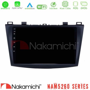 Nakamichi NAM5260 Series 4Core Android12 4+64GB Mazda 3 2009-2014 Navigation Multimedia Tablet 9" Με Carplay & Android Auto Nakamichi NAM5260 Series 4Core Android12 4+64GB Mazda 3 2009-2014 Navigation Multimedia Tablet 9" Με Carplay & Android Auto