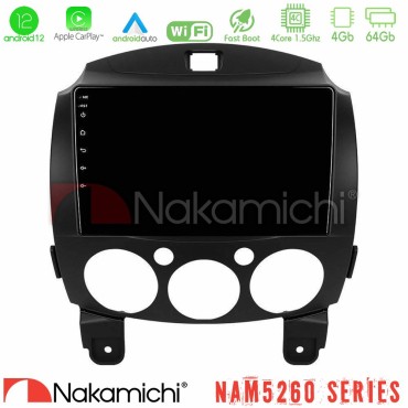 Nakamichi NAM5260 Series 4Core Android12 4+64GB Mazda 2 2008-2014 Navigation Multimedia Tablet 9" Με Carplay &amp; Android Auto