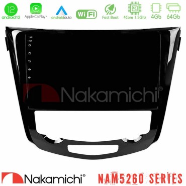 Nakamichi NAM5260 Series 4Core Android12 4+64GB Nissan Qashqai J11 (AUTO A/C) Navigation Multimedia Tablet 10" Με Carplay &amp; Android Auto