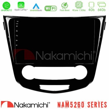 Nakamichi NAM5260 Series 4Core Android12 4+64GB Nissan Qashqai J11 (Manual A/C) Navigation Multimedia Tablet 10" Με Carplay &amp; Android Auto