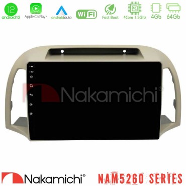 Nakamichi NAM5260 Series 4Core Android12 4+64GB Nissan Micra K12 2002-2010 Navigation Multimedia Tablet 9" Με Carplay &amp; Android Auto