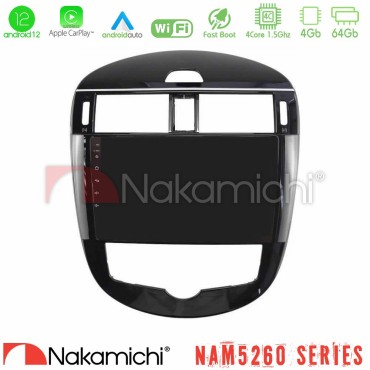 Nakamichi NAM5260 Series 4Core Android12 4+64GB Nissan Pulsar 2015-2018 Navigation Multimedia Tablet 9" Με Carplay &amp; Android Auto