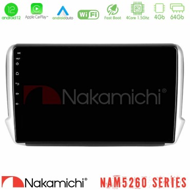 Nakamichi NAM5260 Series 4Core Android12 4+64GB Peugeot 208/2008 Navigation Multimedia Tablet 10" Με Carplay &amp; Android Auto