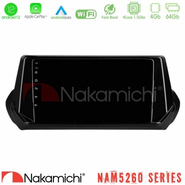 Nakamichi NAM5260 Series 4Core Android12 4+64GB Peugeot 208 2019-2023 Navigation Multimedia Tablet 9" Με Carplay &amp; Android Auto