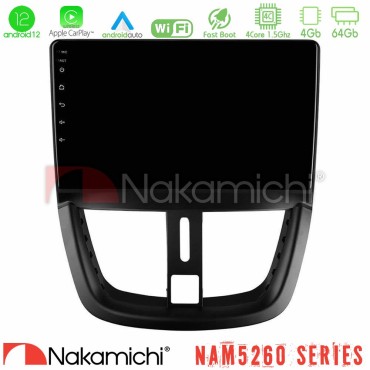 Nakamichi NAM5260 Series 4Core Android12 4+64GB Peugeot 207 Navigation Multimedia Tablet 9" Με Carplay &amp; Android Auto