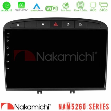 Nakamichi NAM5260 Series 4Core Android12 4+64GB Peugeot 308/RCZ Navigation Multimedia Tablet 9" Με Carplay &amp; Android Auto