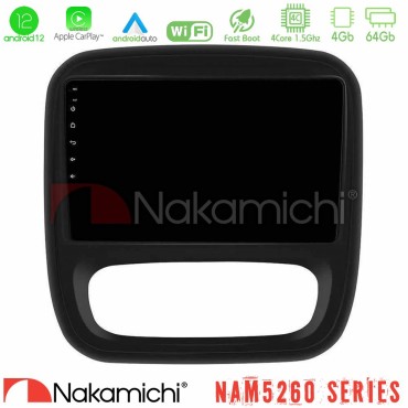 Nakamichi NAM5260 Series 4Core Android12 4+64GB Renault/Nissan/Opel/Fiat Navigation Multimedia Tablet 9" Με Carplay &amp; Android Auto