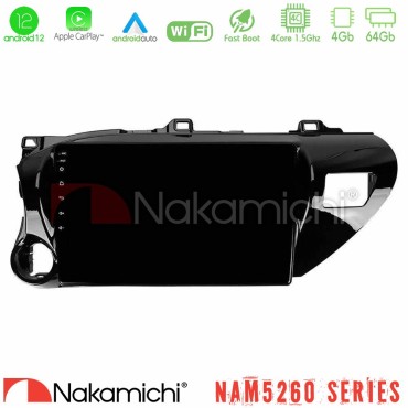 Nakamichi NAM5260 Series 4Core Android12 4+64GB Toyota Hilux 2017-2021 Navigation Multimedia Tablet 10" Με Carplay & Android Auto Nakamichi NAM5260 Series 4Core Android12 4+64GB Toyota Hilux 2017-2021 Navigation Multimedia Tablet 10" Με Carplay & Android Auto