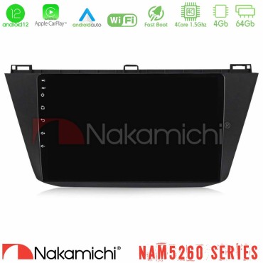 Nakamichi NAM5260 Series Vw Tiguan 2016-2022 4Core Android12 4+64GB Navigation Multimedia Tablet 10" Με Carplay &amp; Android Auto