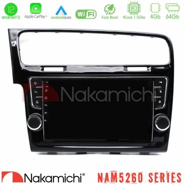 Nakamichi NAM5260 Series 4Core Android12 4+64GB VW GOLF 7 Navigation Multimedia Tablet 9" Με Carplay &amp; Android Auto (OEM Look)
