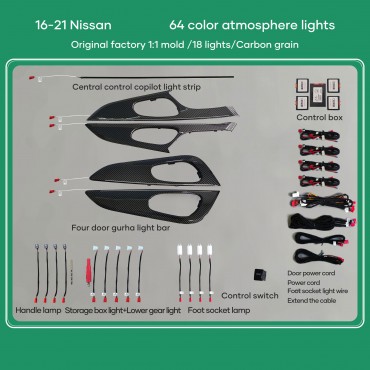 DIG AMBIENT NISSAN QASHQAI II (Digital iQ Ambient Light NISSAN QASHQAI mod. 2014-2021, 18 Lights)